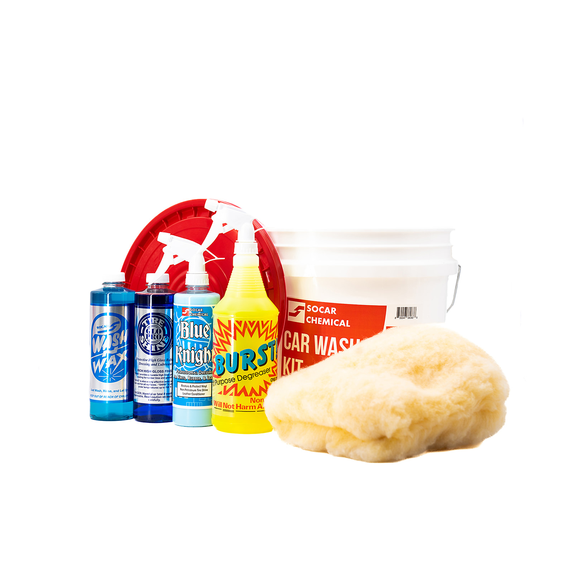 SOCAR Pro Grade Auto Cleaning Detailing Kit - 7 Piece, 3.5-Gal. Wash Bucket, Model# SCO-CWK-1